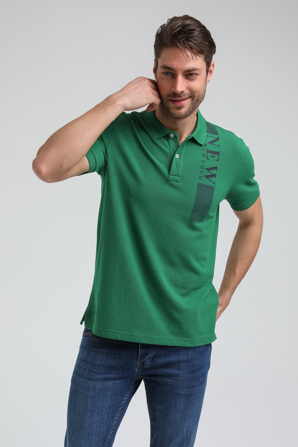 New World Polo Polo Yaka Yeşil Regular Custom Polo 23SSM10274