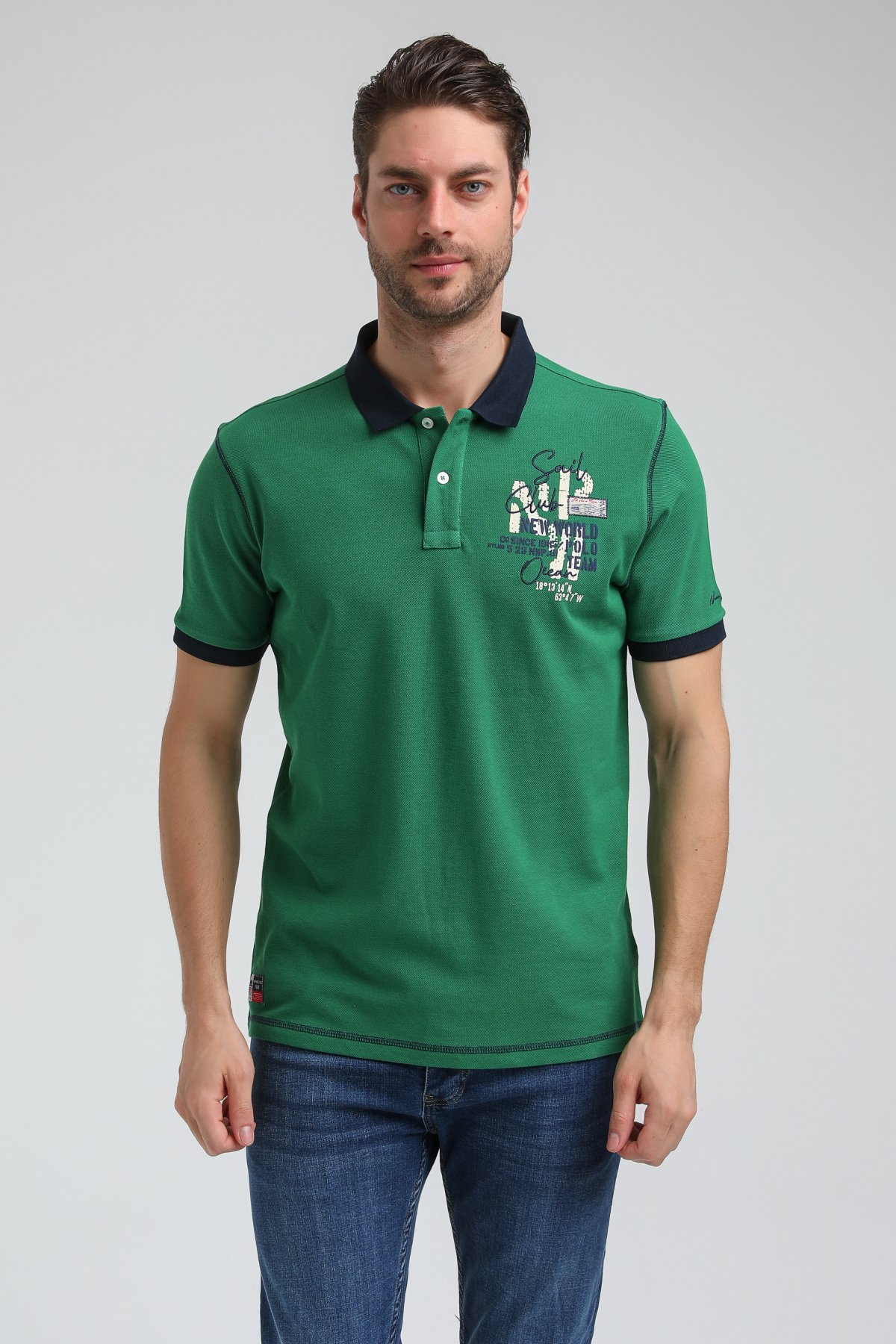 New World Polo Polo Yaka Yeşil Regular Custom Polo 23SSM10257