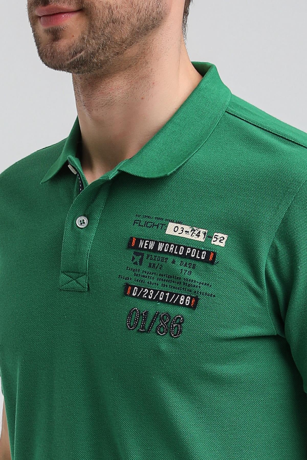 New World Polo Polo Yaka Yeşil Regular Custom Polo 23SSM10270
