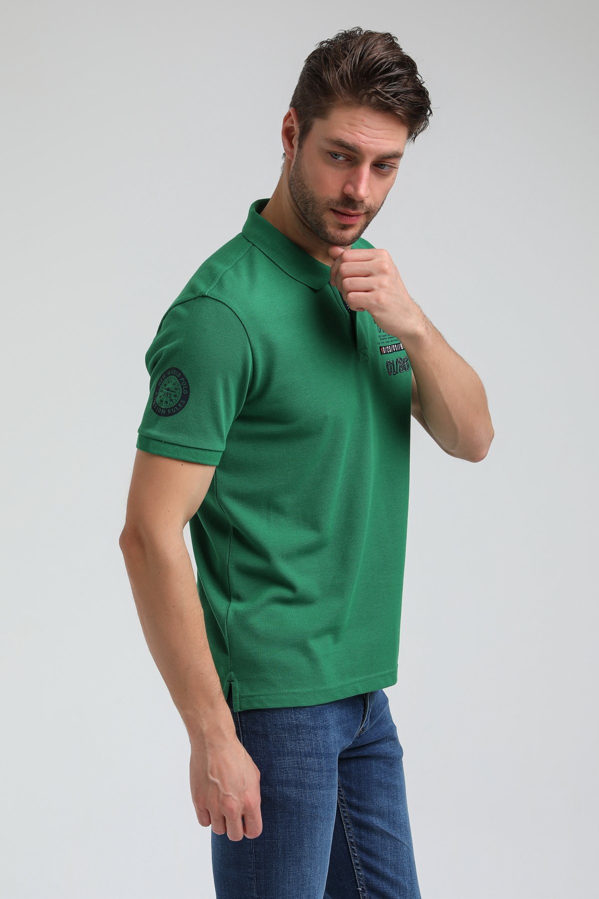New World Polo Polo Yaka Yeşil Regular Custom Polo 23SSM10270
