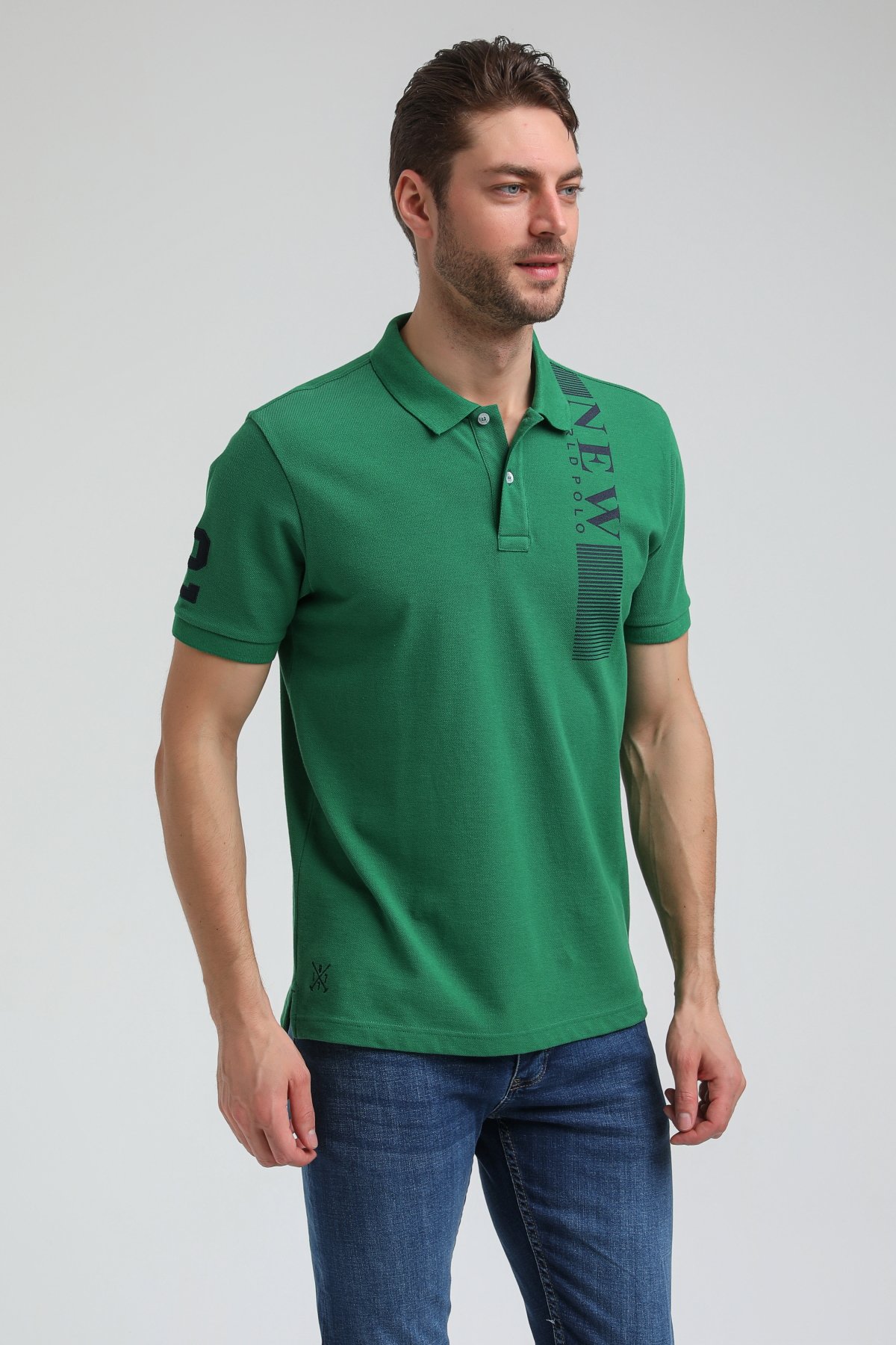 New World Polo Polo Yaka Yeşil Regular Custom Polo 23SSM10274