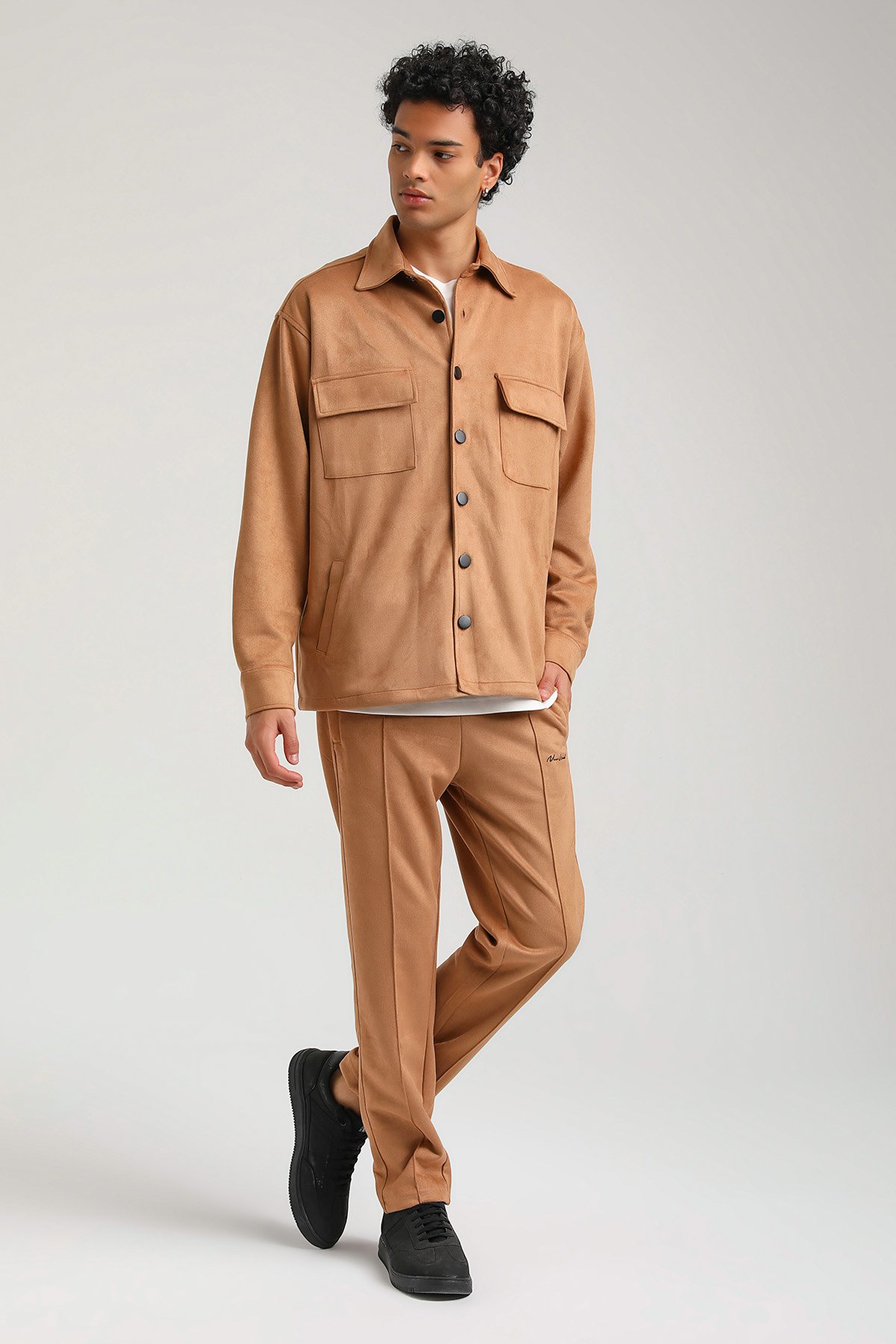 New World Polo SÜET ÜST Bej Slim Fit Eşofman 23FWM64027