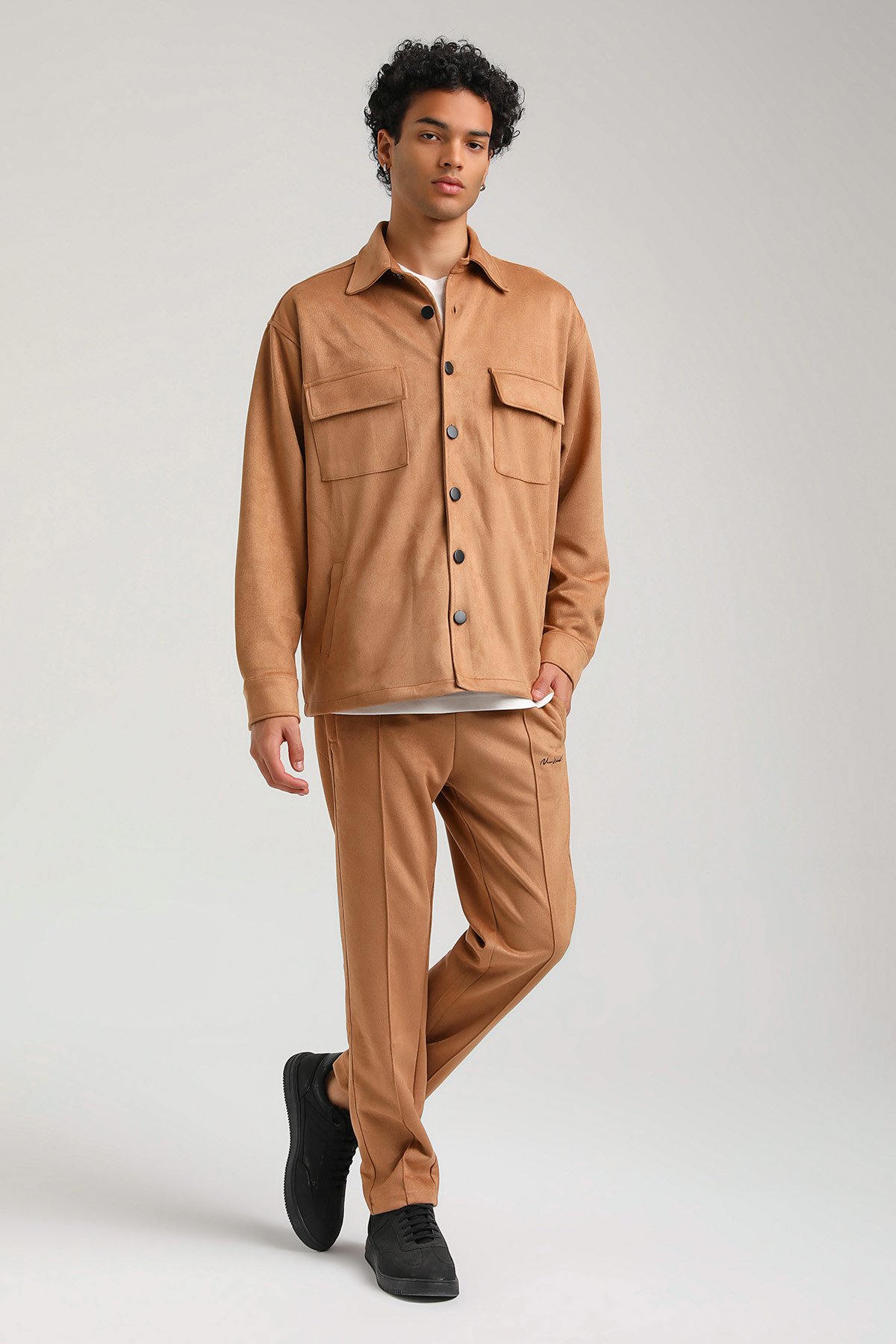 New World Polo SÜET ÜST Bej Slim Fit Eşofman 23FWM64027