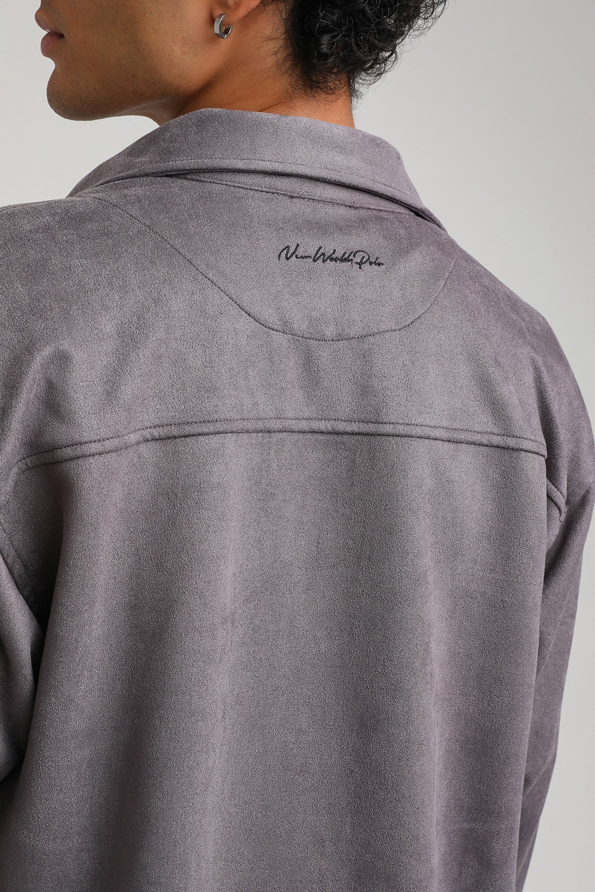 New World Polo SÜET ÜST Gri Slim Fit Eşofman 23FWM64027