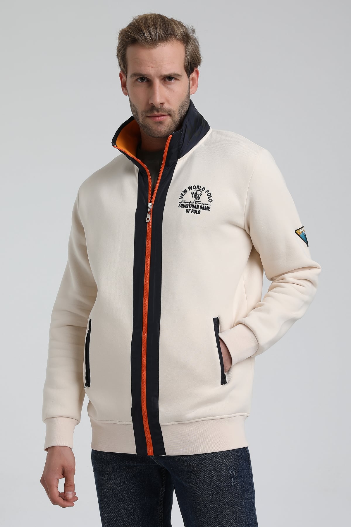 New World Polo Takım Ekru Slim Fit Eşofman 22FWM64038