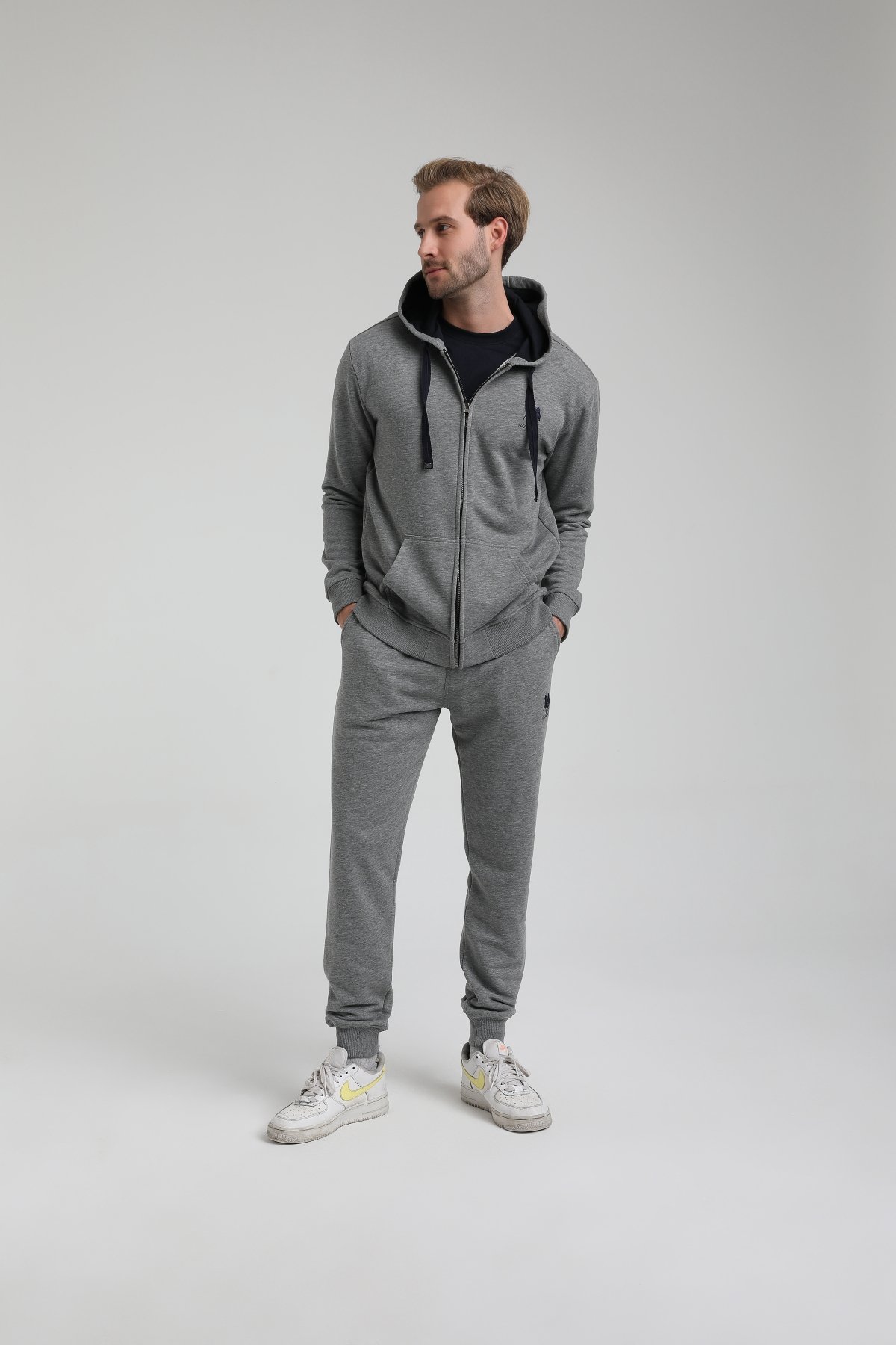New World Polo Takım Gri Slim Fit Eşofman 22FWM64039