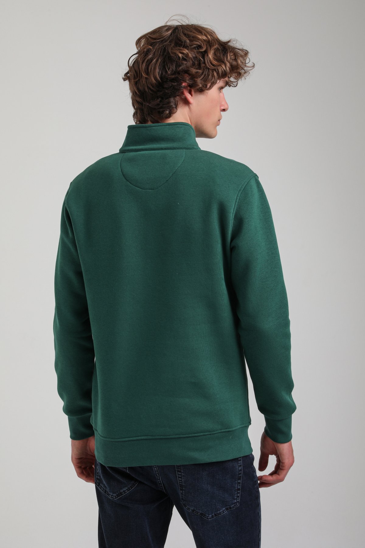 Yeşil Slim Fit Half-Zip Sweatshirt 23FWM64065