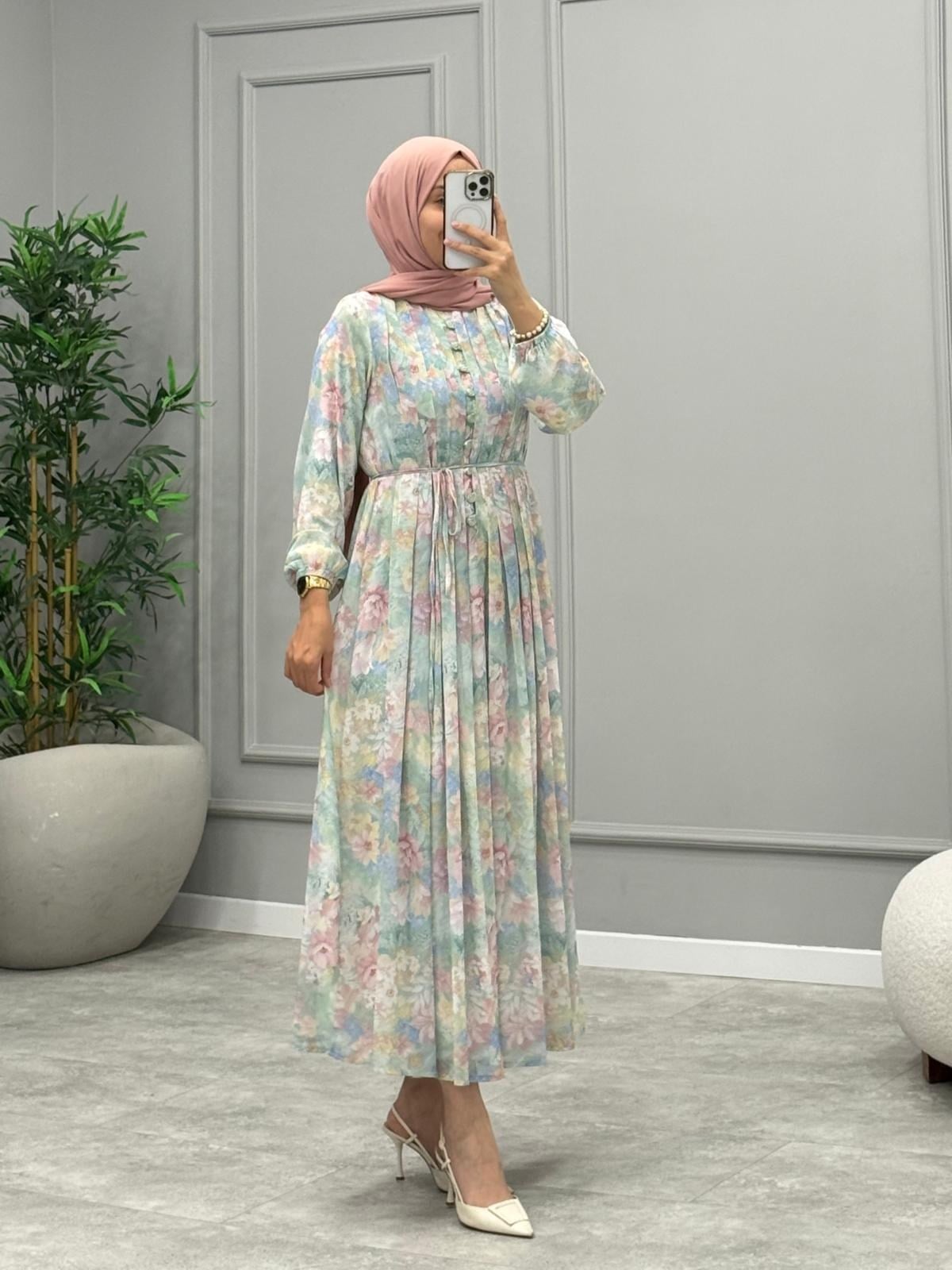 Alya Desenli Elbise -Pembe