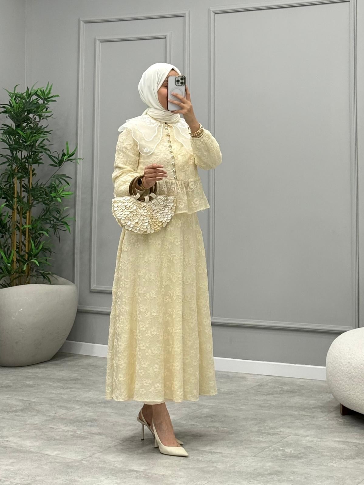 Clara Etekli Takım -Bej