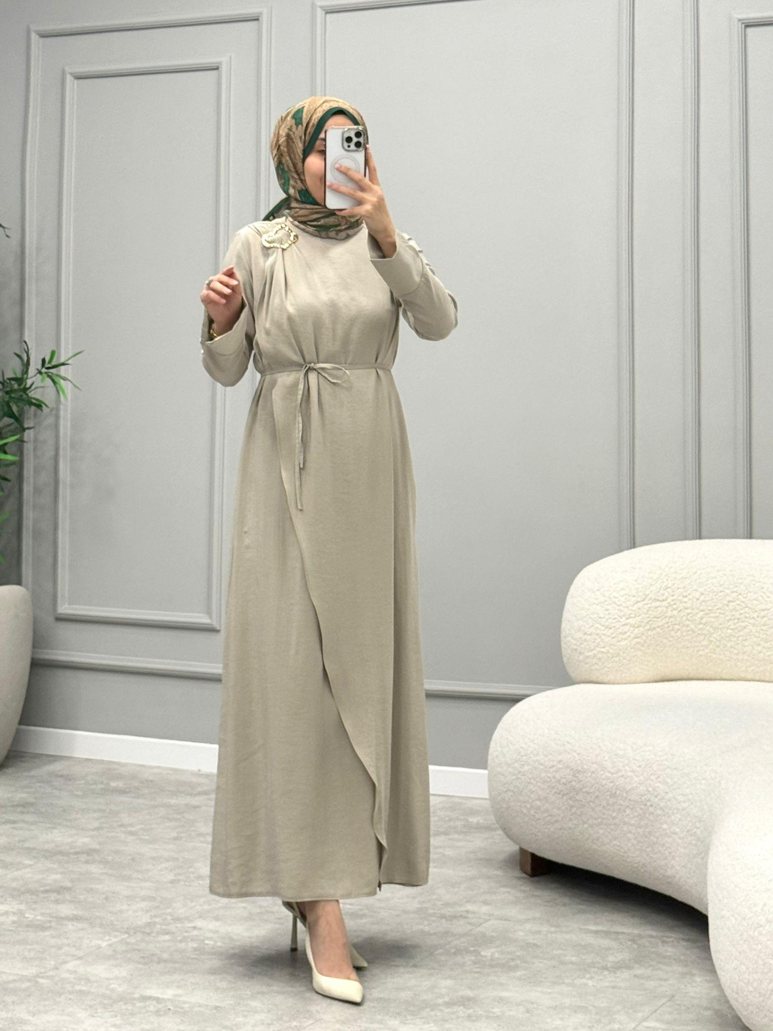 Eva Broşlu Elbise -Taş