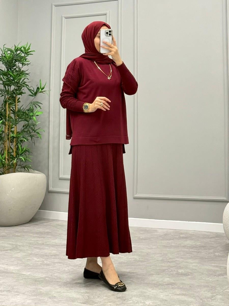 Larin Etekli Takım -Bordo