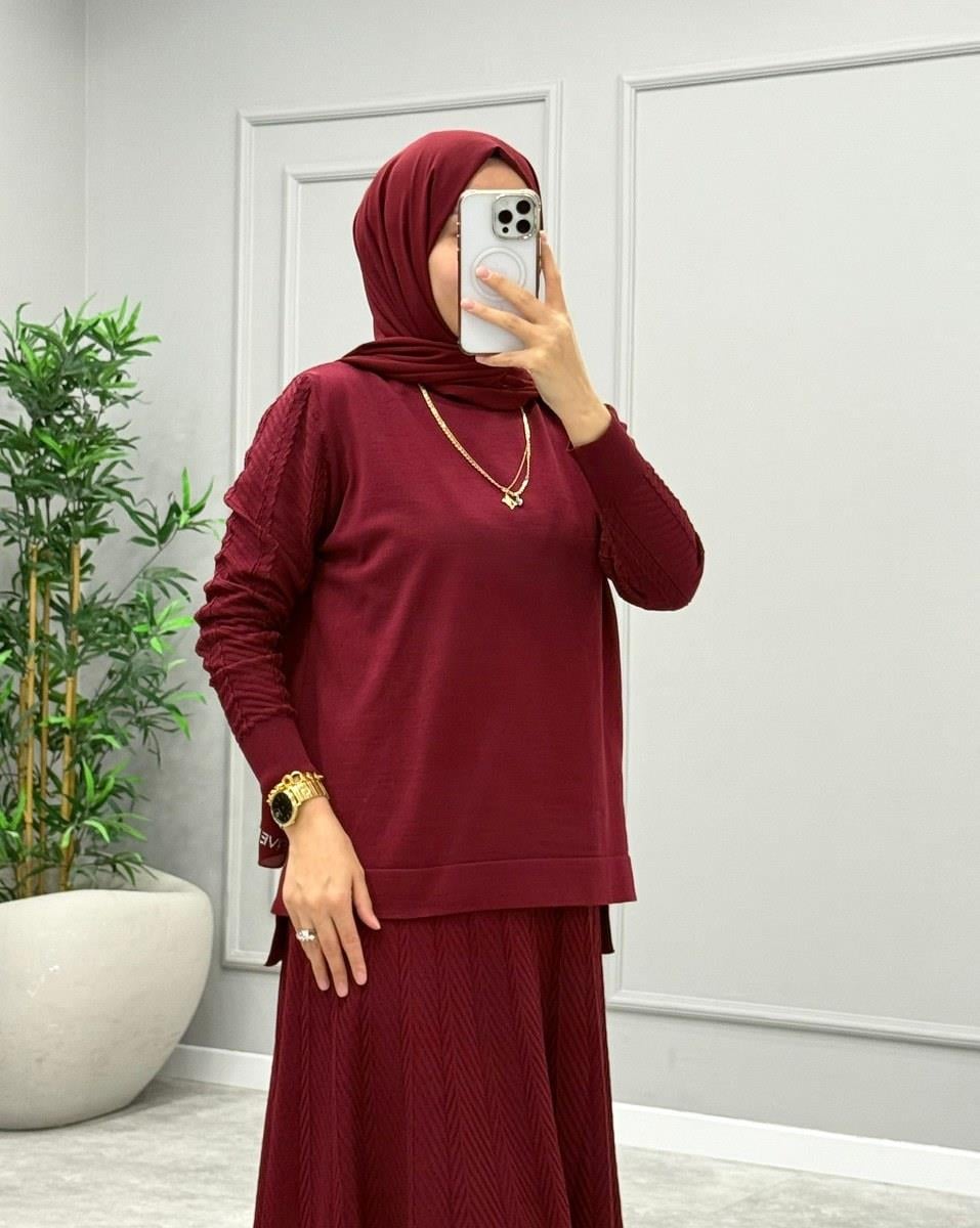 Larin Etekli Takım -Bordo