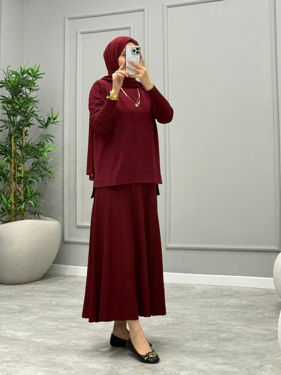Larin Etekli Takım -Bordo
