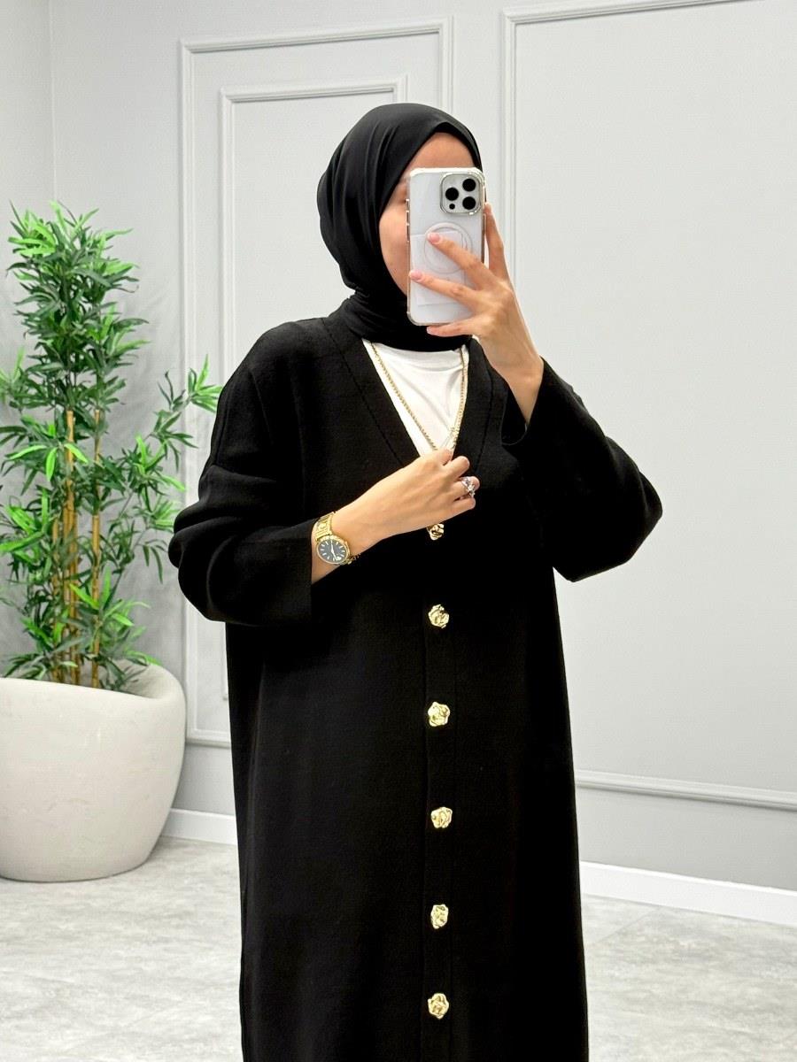 Mabel Düğmeli Hırka -Siyah