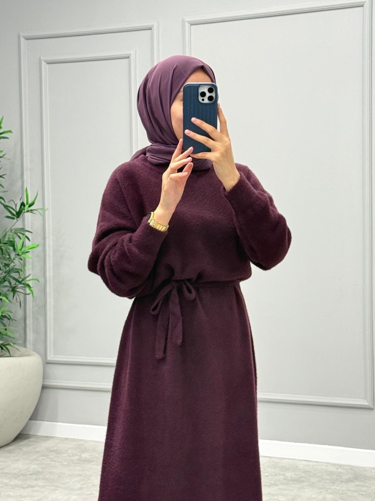 Mara Angora Elbise -Mürdüm