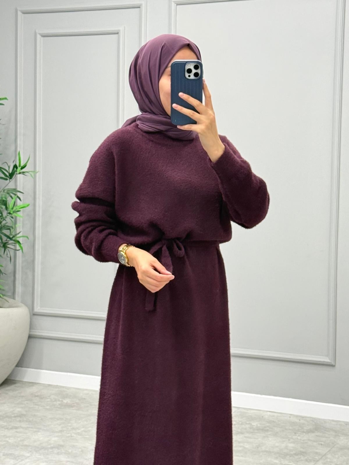 Mara Angora Elbise -Mürdüm