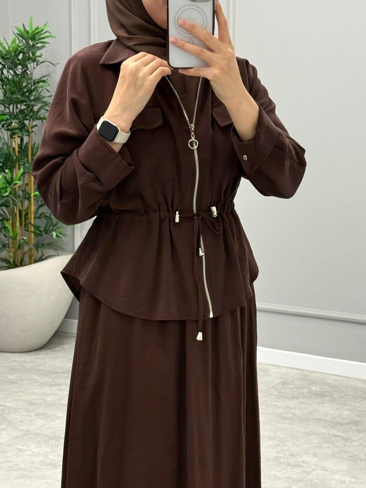 Mary Etekli Takım -Kahverengi