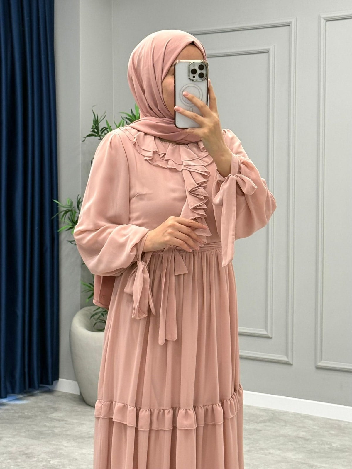 Monisa Şifon Elbise -Pembe