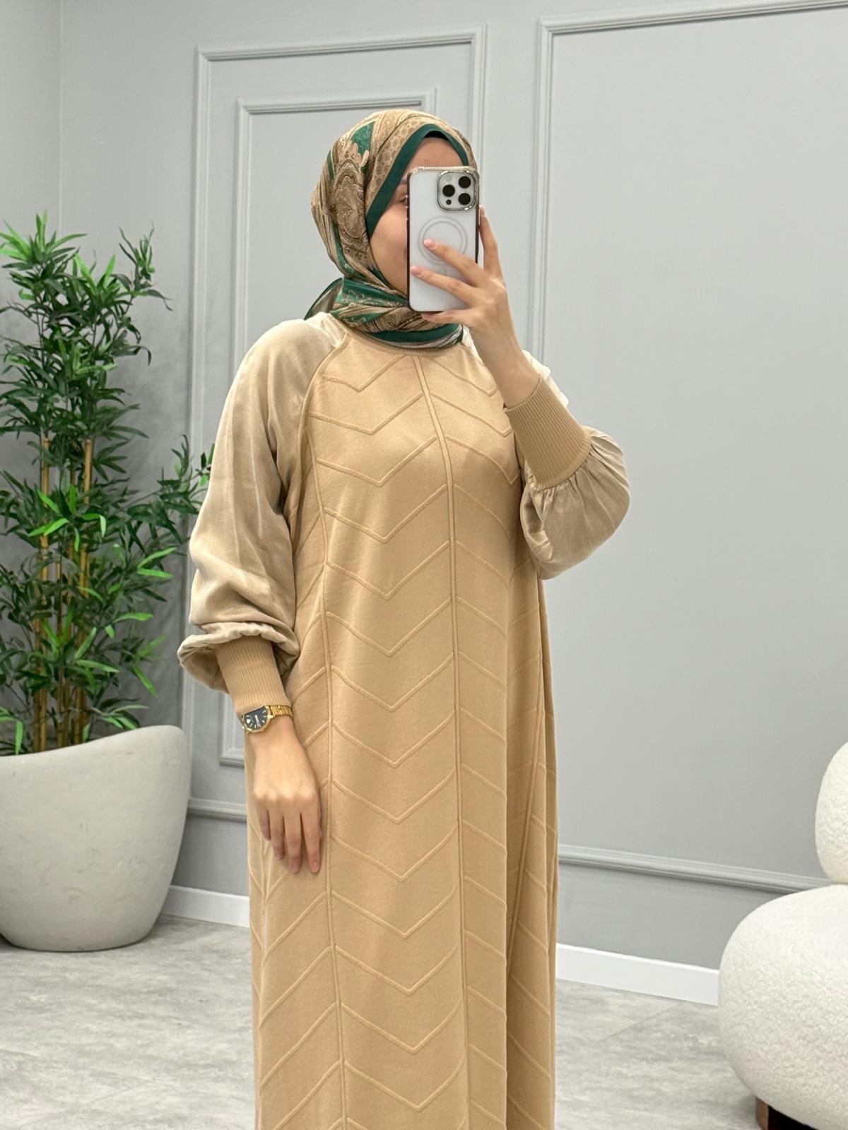 Nevla Merserize Elbise -Camel