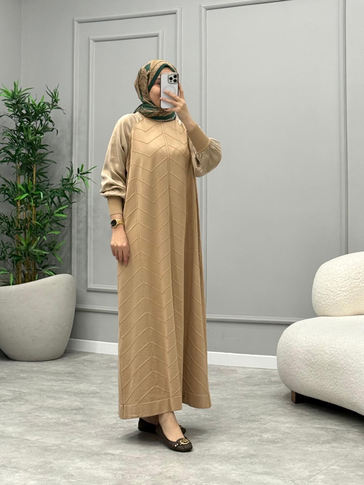 Nevla Merserize Elbise -Camel