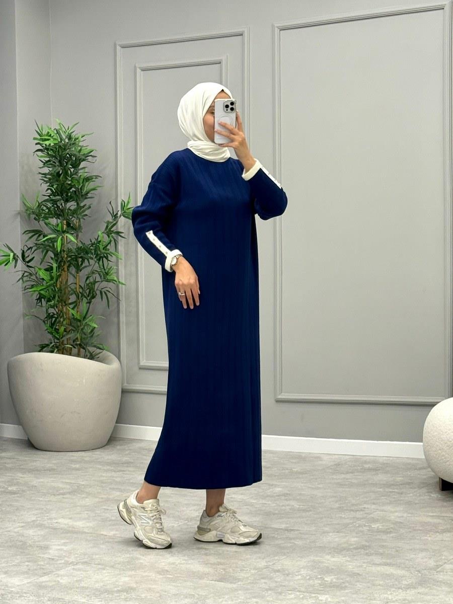 Raina Yakası Tüylü Elbise -Saks