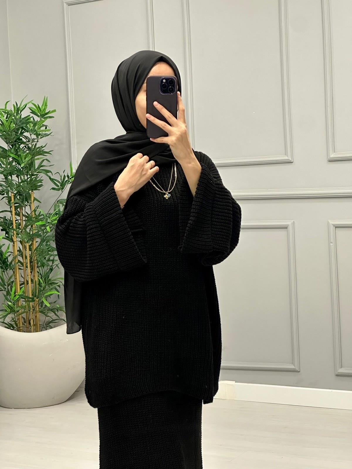 Ravel Örme Oversize Takım-Siyah