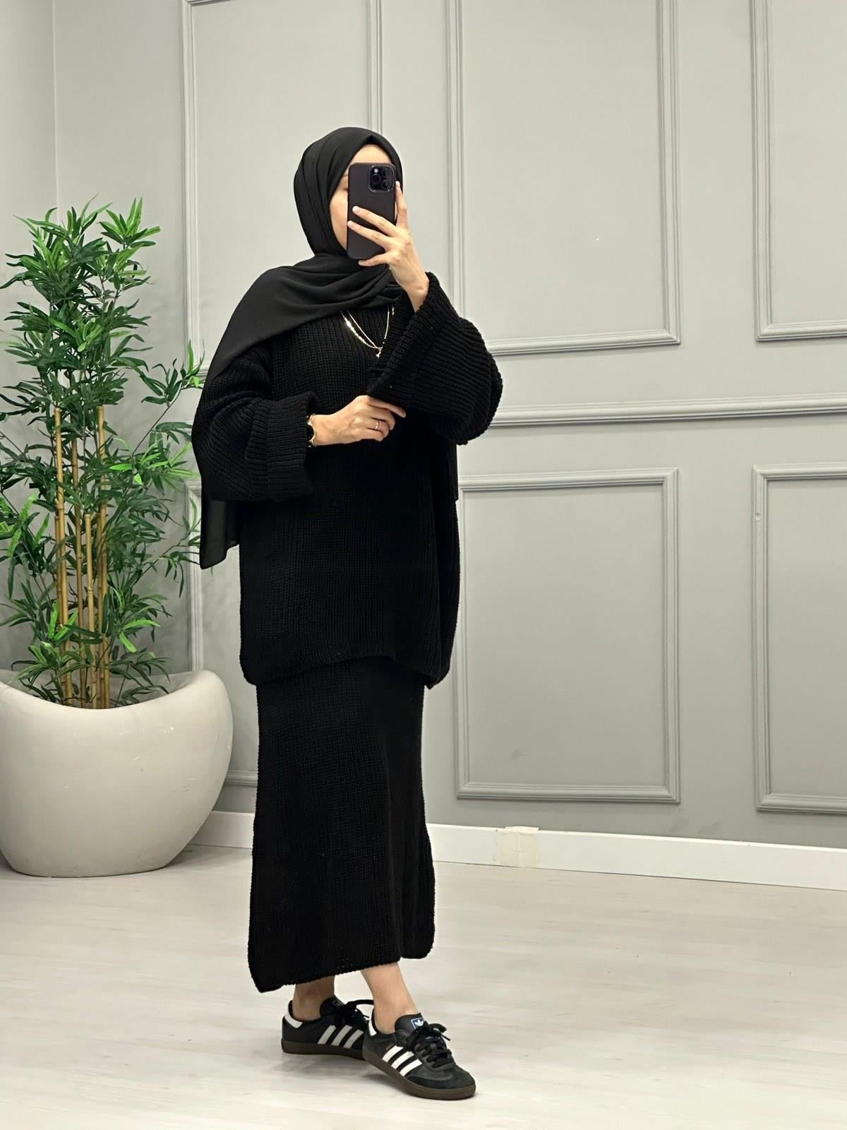 Ravel Örme Oversize Takım-Siyah