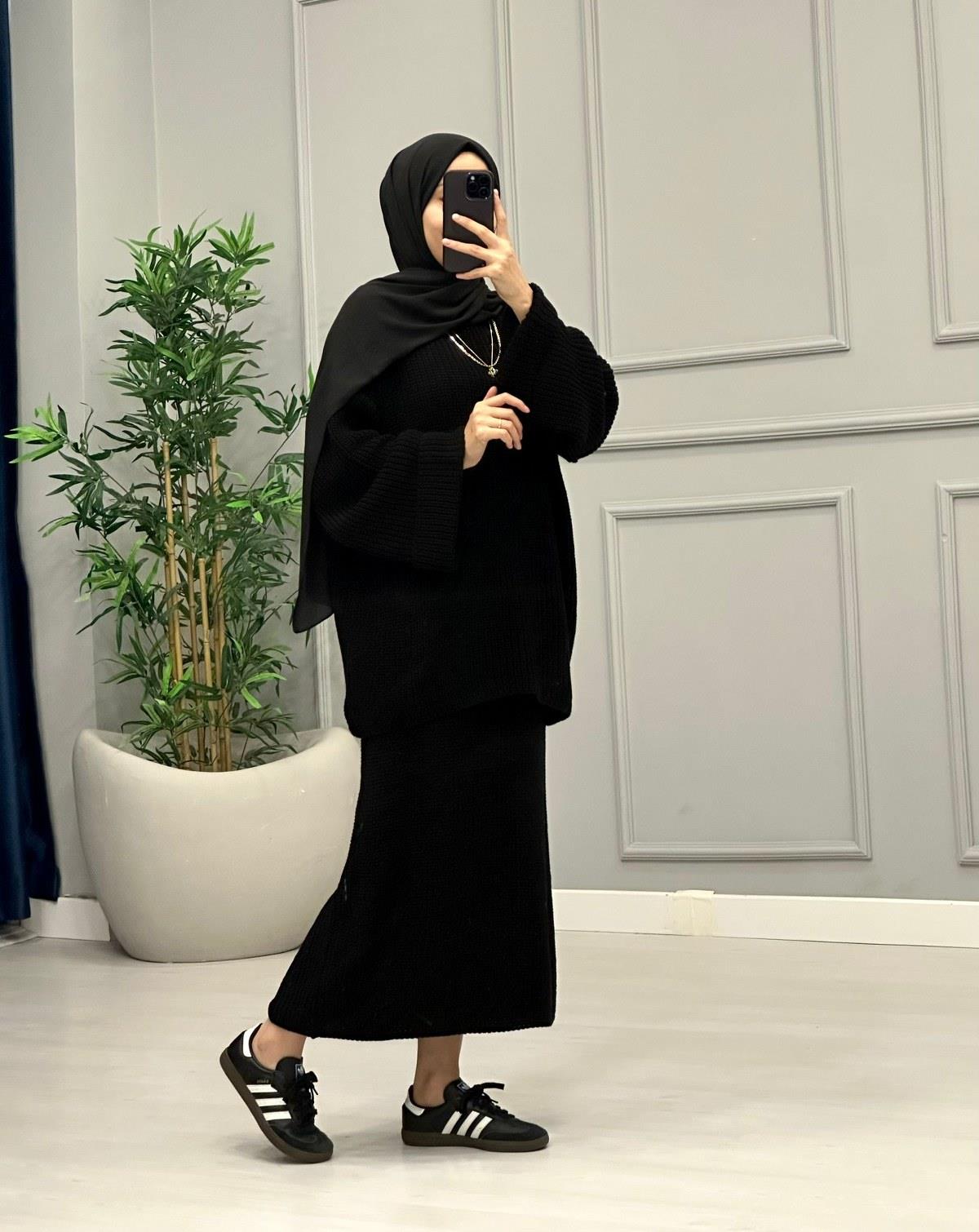 Ravel Örme Oversize Takım-Siyah