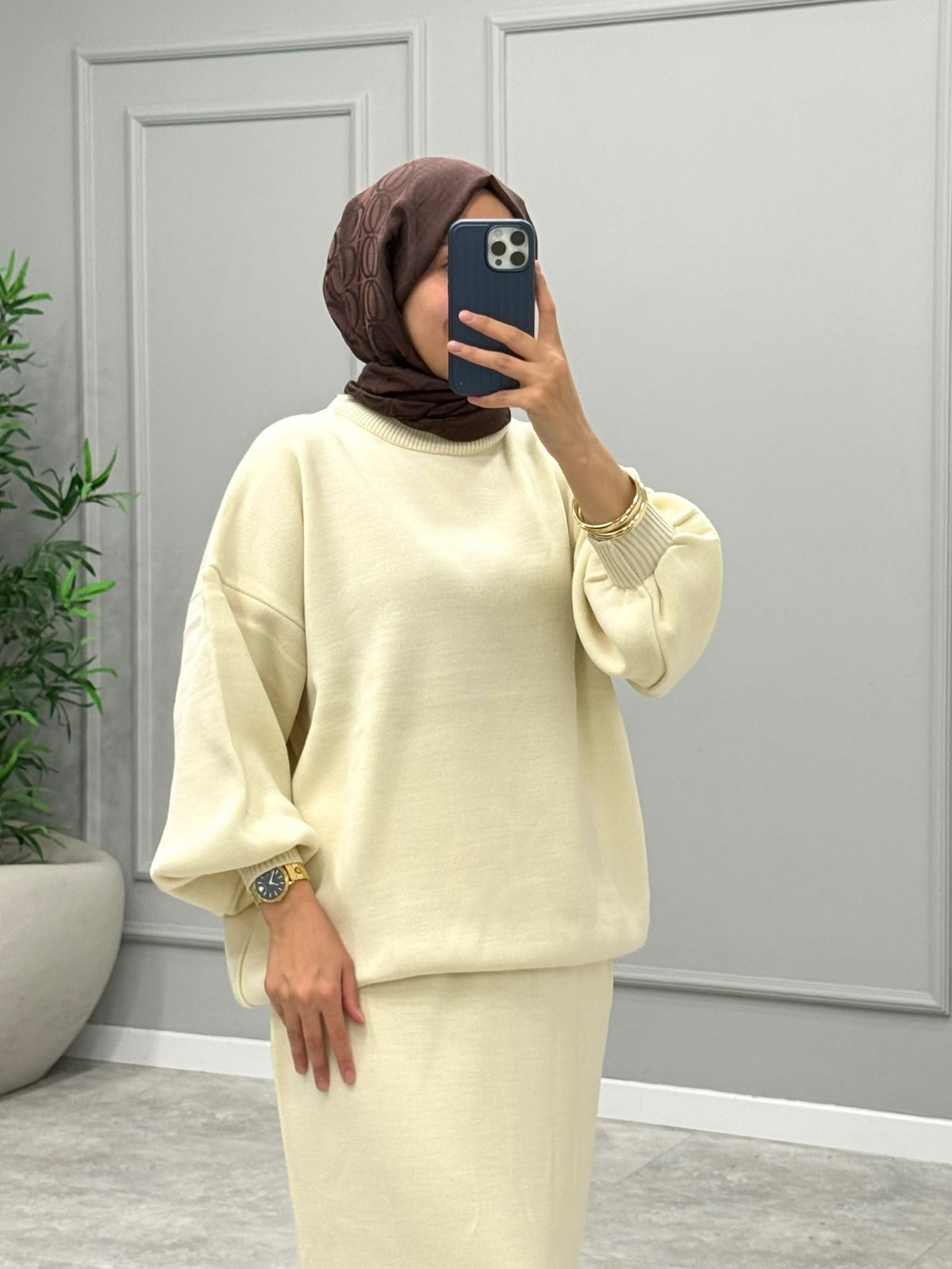 Rosalin Merserize Takım -Ekru