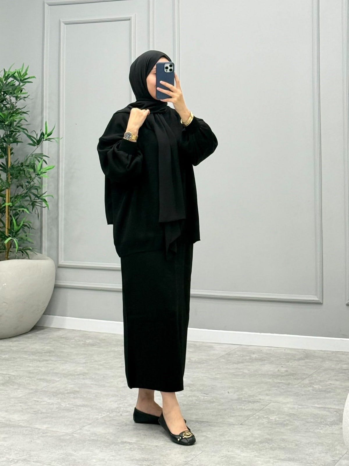 Rosalin Merserize Takım -Siyah