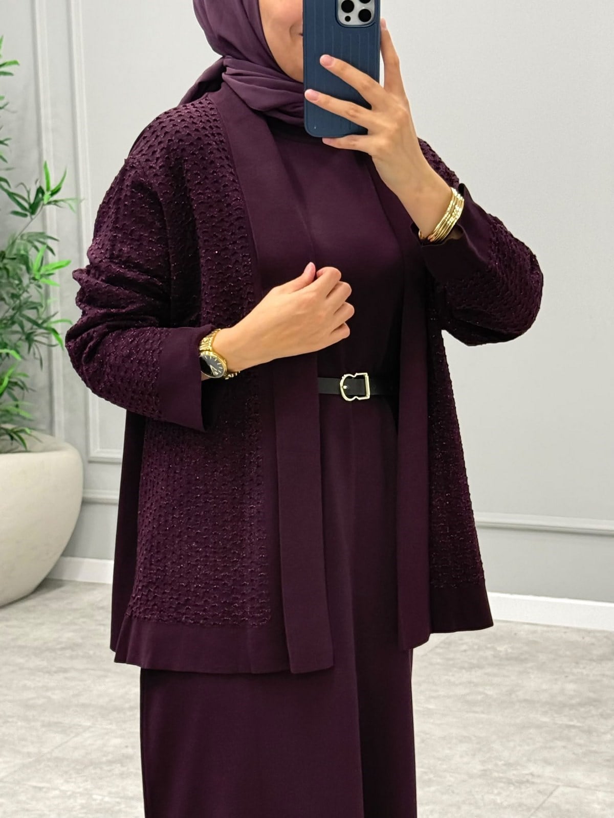 Simli Hırkalı Takım -Mürdüm