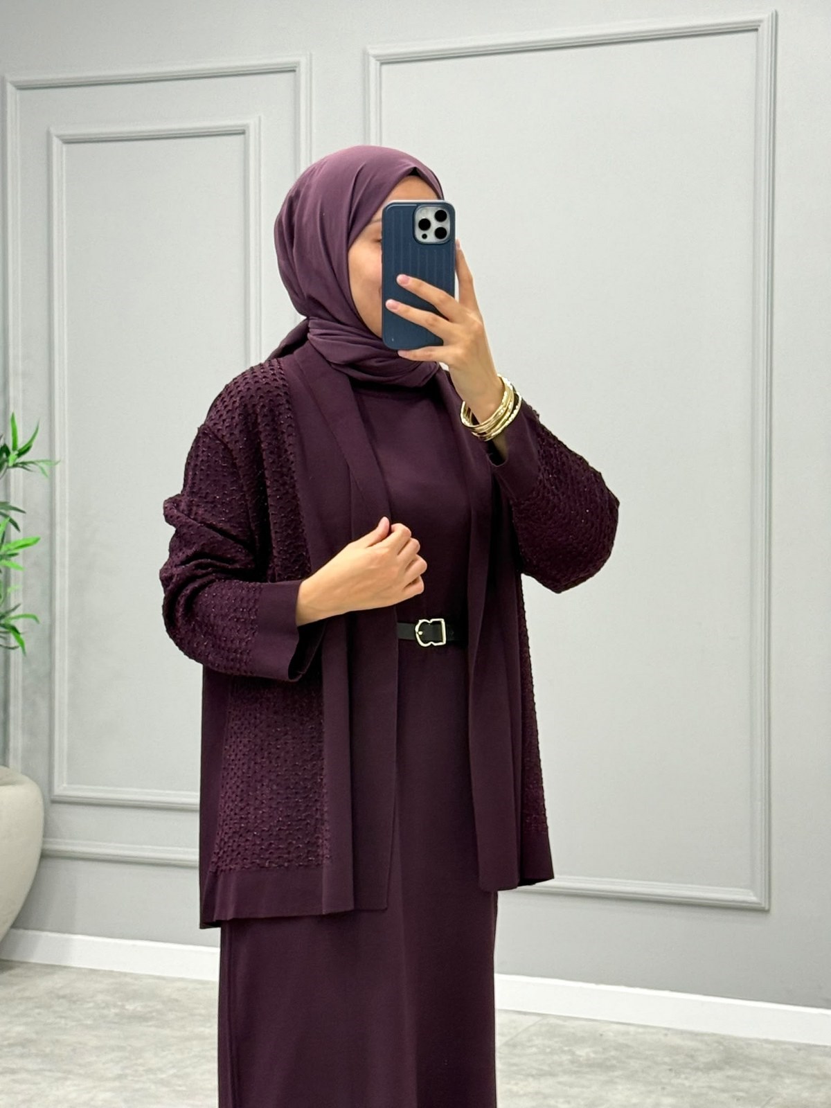 Simli Hırkalı Takım -Mürdüm