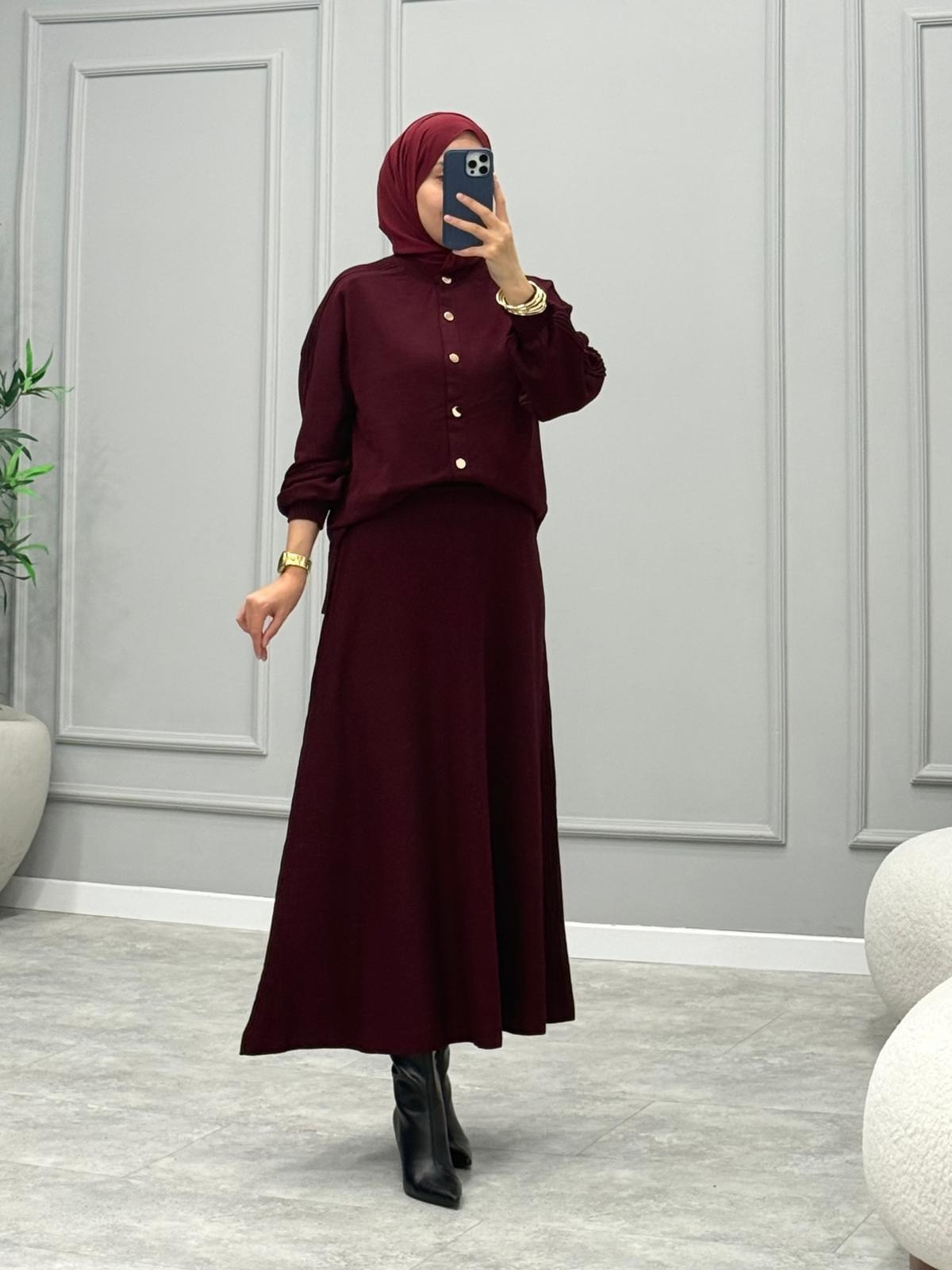 Vespera Merserize Takım -Bordo
