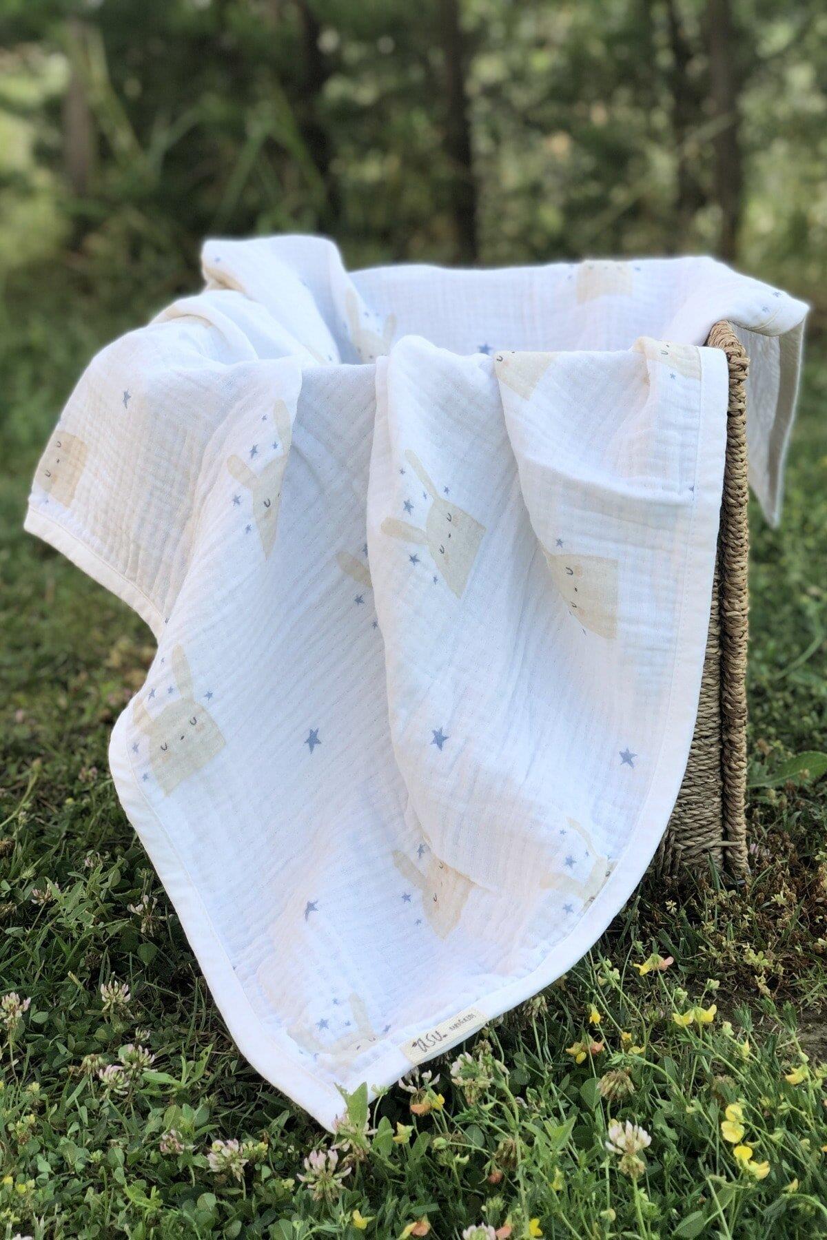 Asu Baby&Kids  Sleepy Bunny Organik 4 Kat  Müslin Battaniye