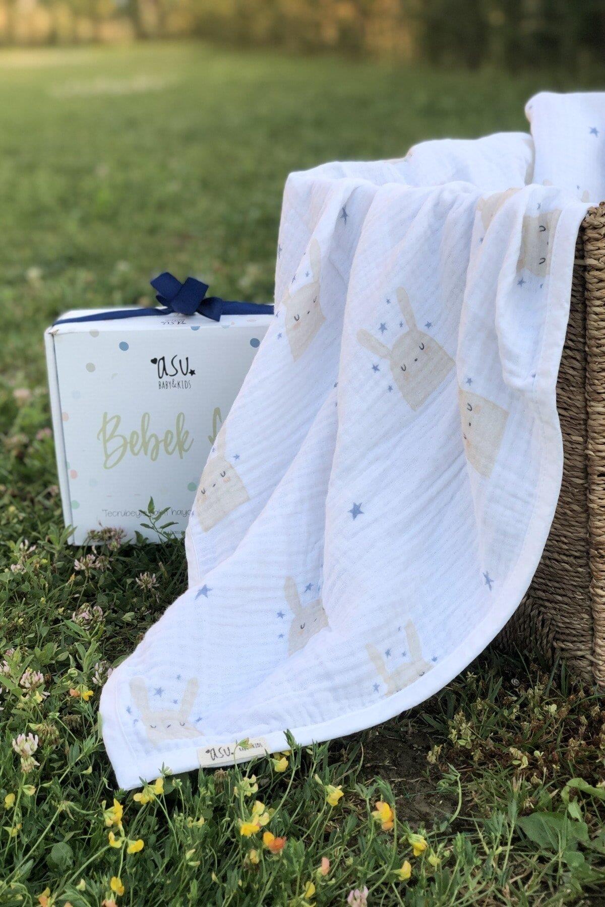 Asu Baby&Kids  Sleepy Bunny Organik 4 Kat  Müslin Battaniye