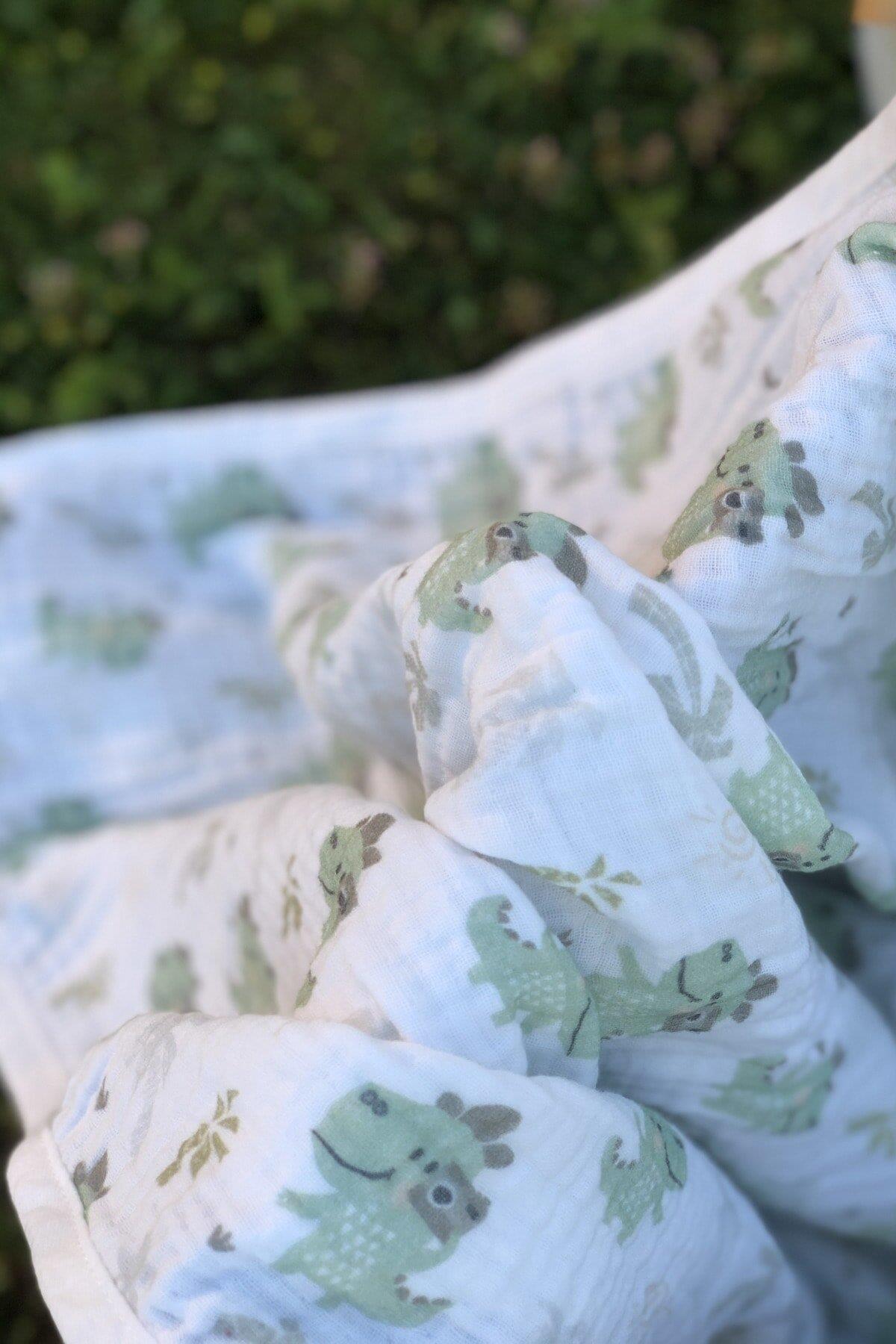 Asu Baby&Kids  Traveller Dino Organik 4 Kat  Müslin Battaniye