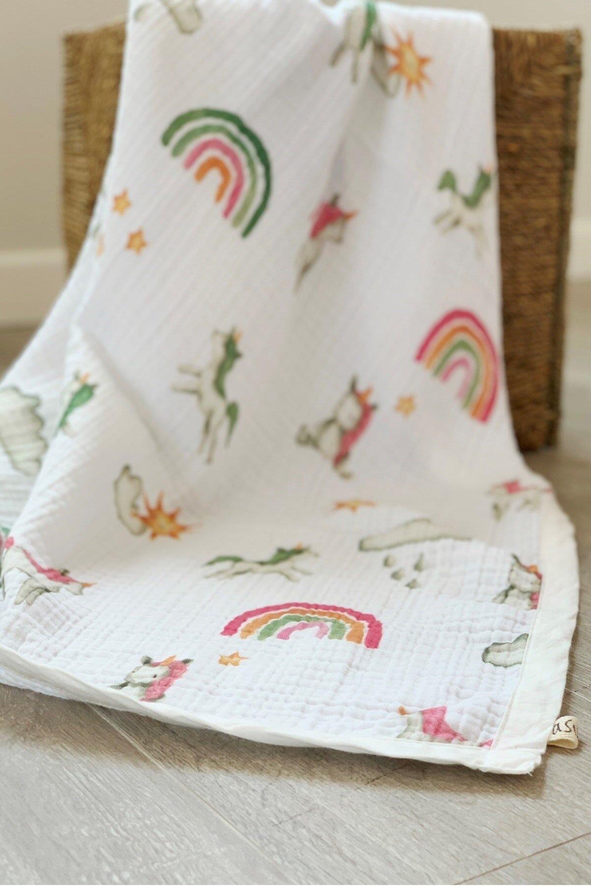 Asu Baby&Kids  Unicorn Organik 4 Kat  Müslin Battaniye