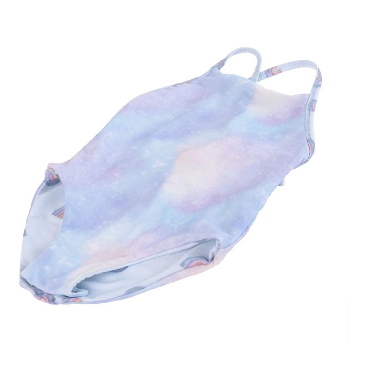 Çift Taraflı Alttan Çıtçıtlı Kız Çocuk Mayo Gökkuşağı