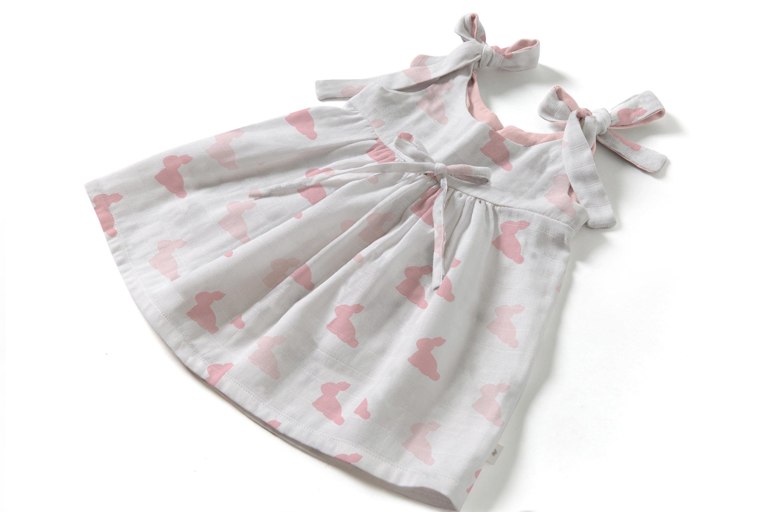 Deux Lapins Rosie Lapin Müslin Bebek Elbise