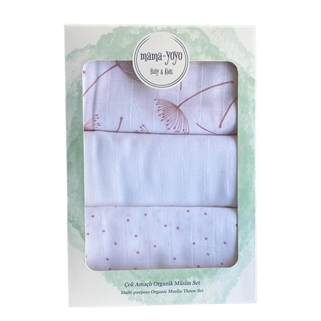 Mama Yoyo Dandelion - Çok Amaçlı Organik Müslin 3'lü Set (Karahindiba)