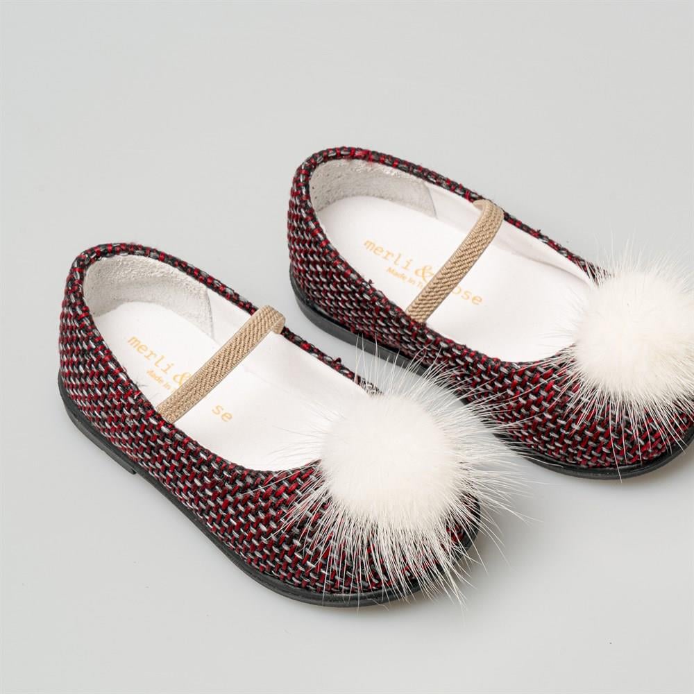 Merli&Rose Ponponlu Kumaş Babet | Bordo