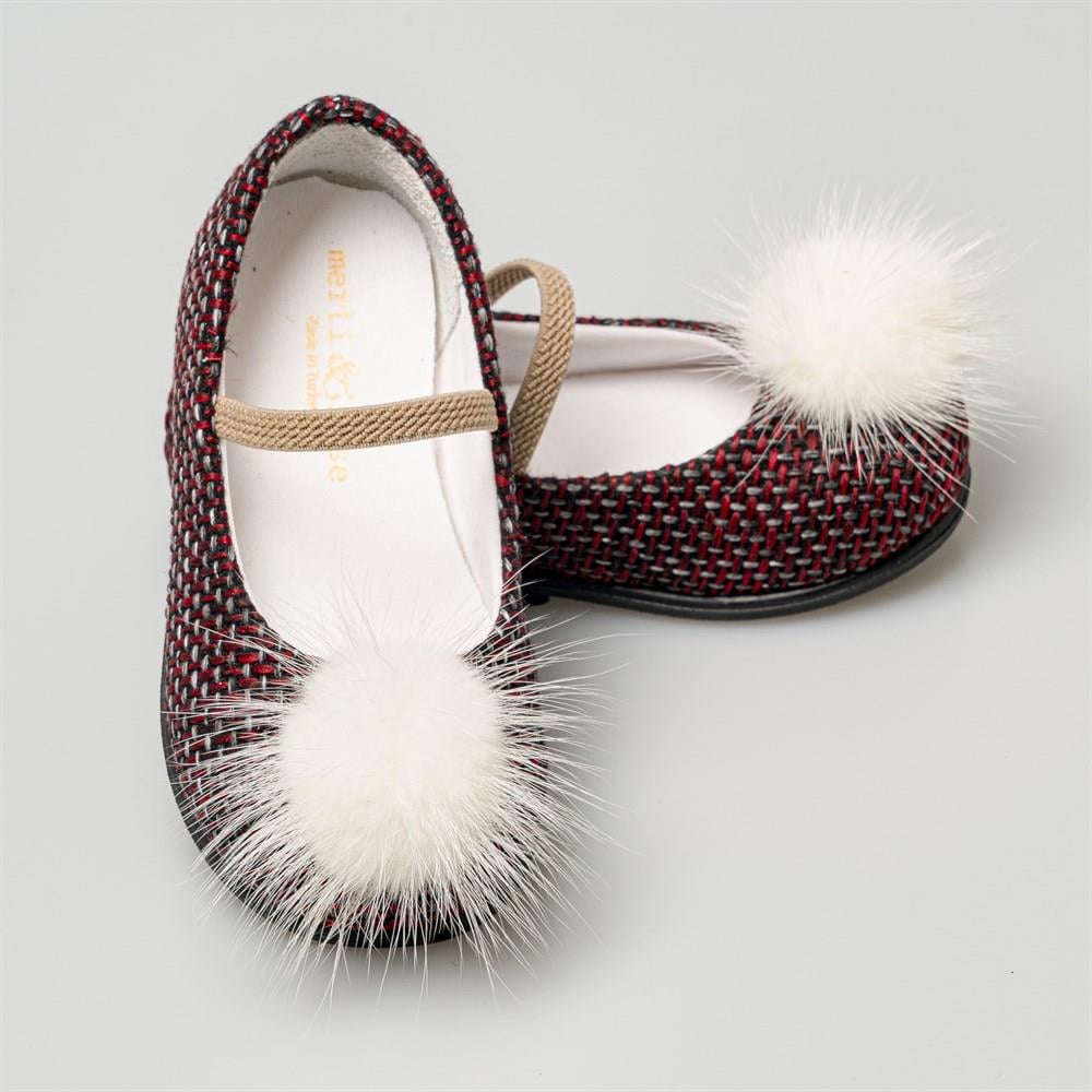 Merli&Rose Ponponlu Kumaş Babet | Bordo