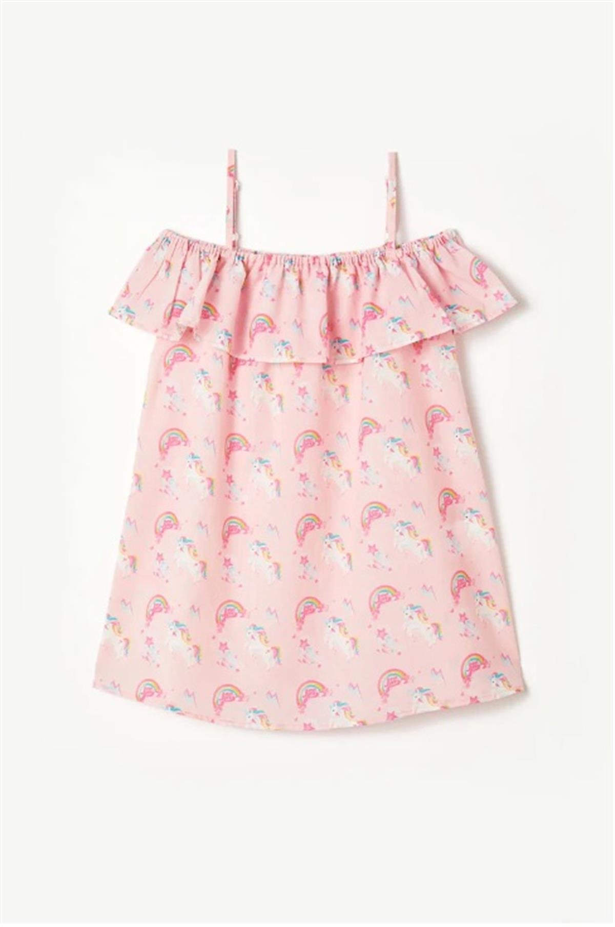 MissMuse_Rainbows and  Unicorns Fırfırlı Plaj Elbisesi