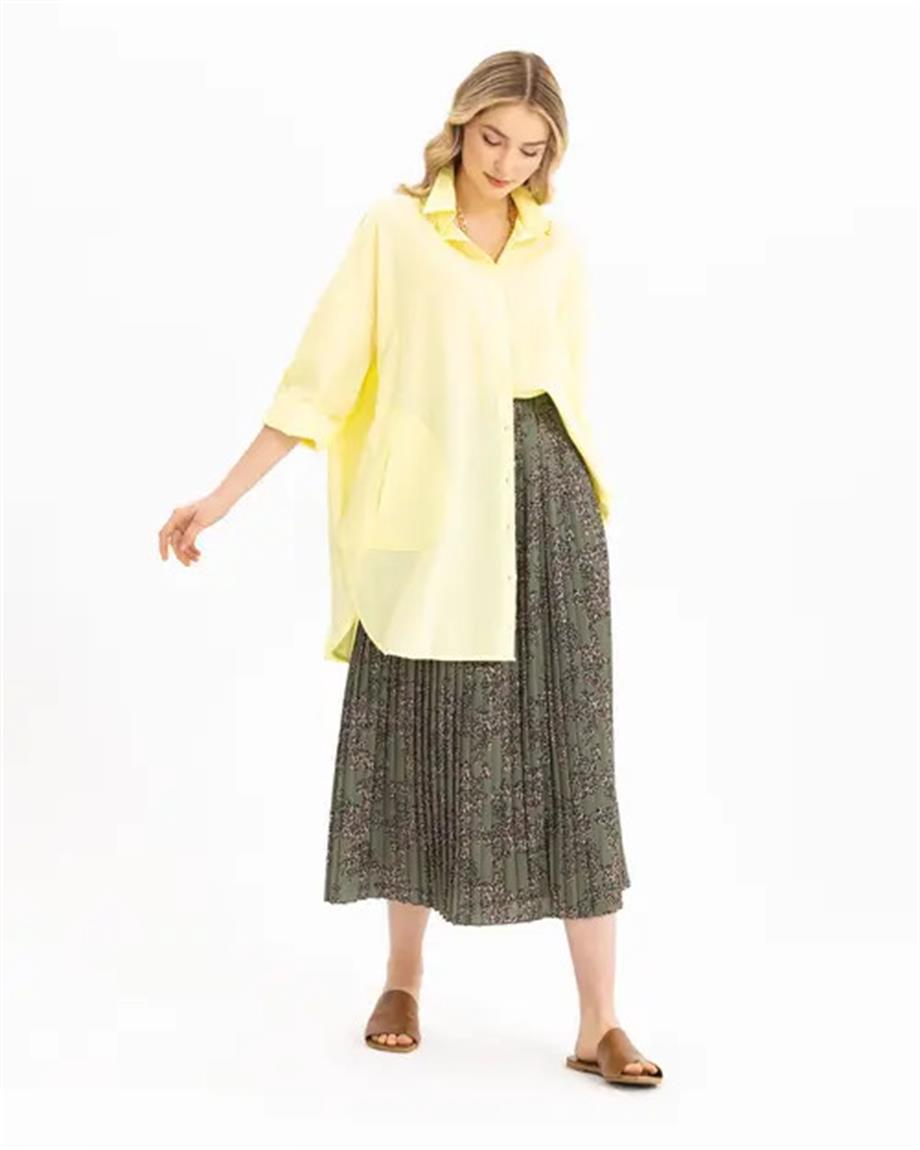 Cepli Oversize Poplin Düz Gömlek