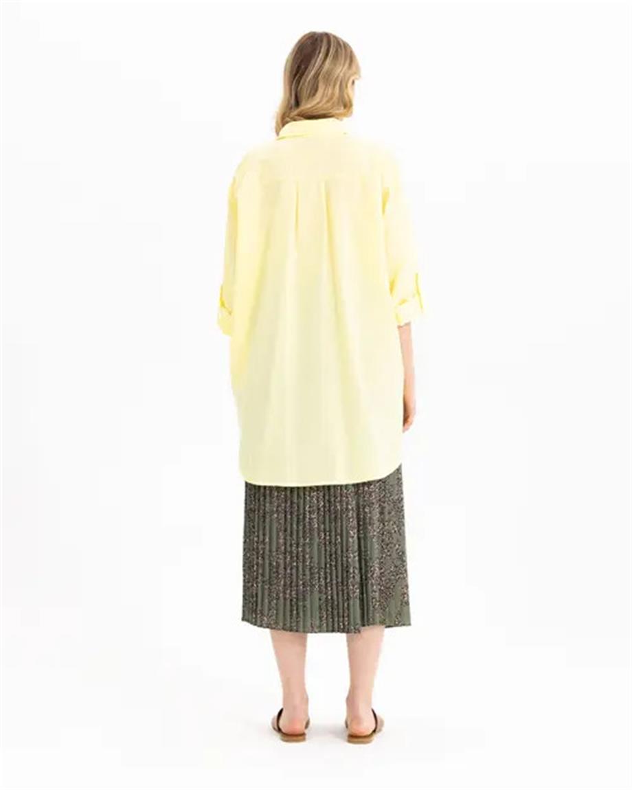 Cepli Oversize Poplin Düz Gömlek