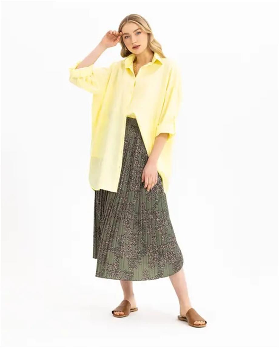 Cepli Oversize Poplin Düz Gömlek