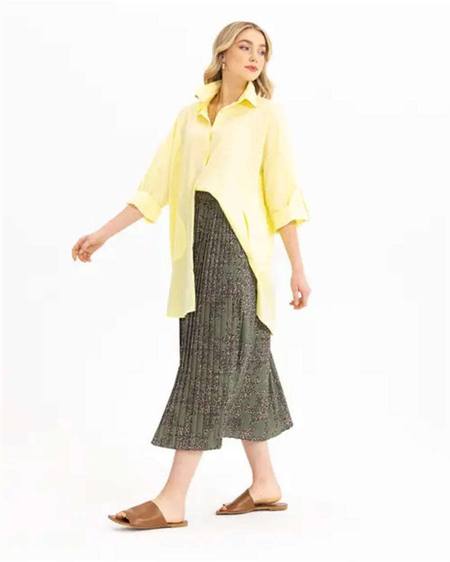 Cepli Oversize Poplin Düz Gömlek