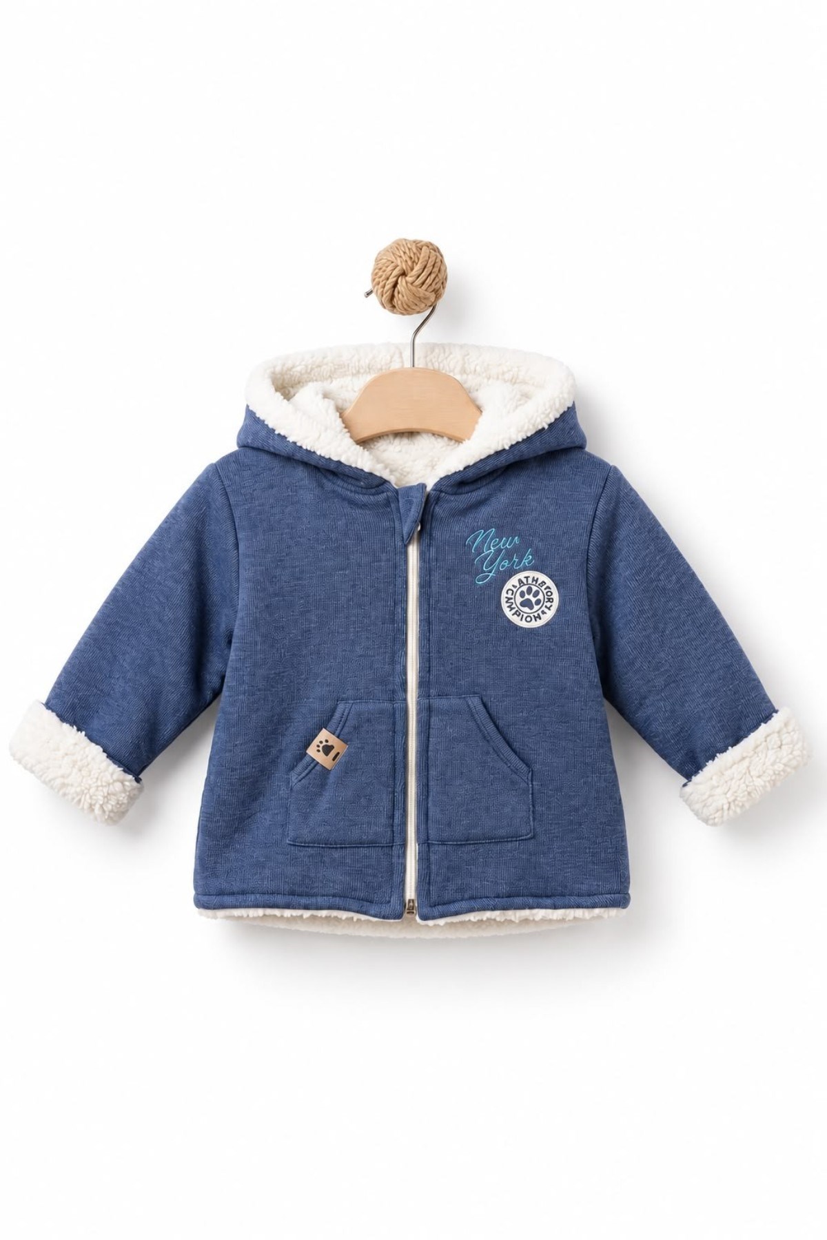 BabyCosy Erkek Bebek 3-24 Ay Welsoft Kapüşonlu Hırka Lacivert