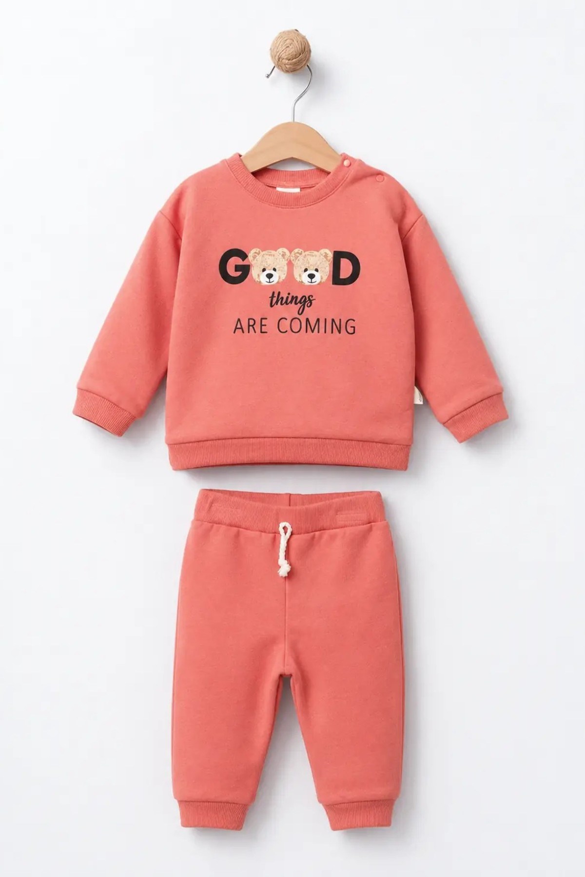 BabyCosy Kız Bebek 3-24 Ay %100 Organik Pamuk Eşofman Takımı Rose