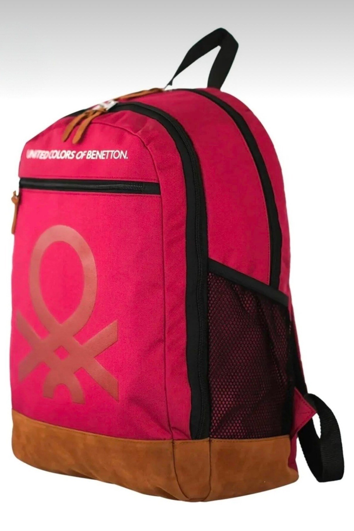 Benetton Unisex Süet Kaplamalı Fonksiyonel Sırt Çantası Bordo